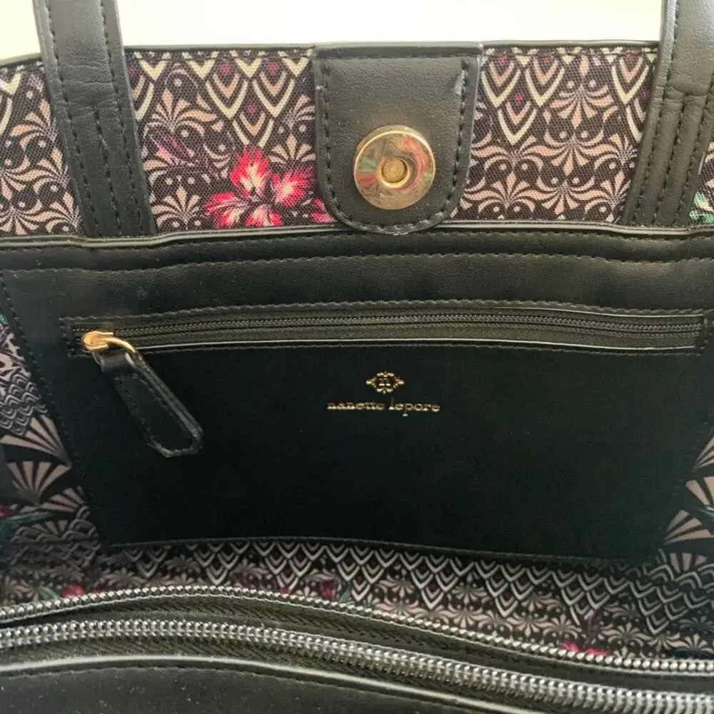 Nanette Lepore Purse Handbag McKenna Black Shouter Tote Handbag Bag